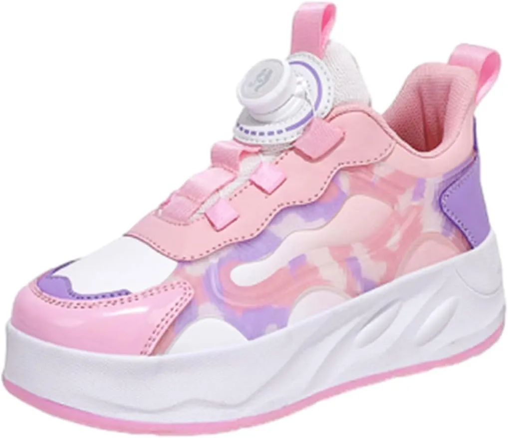 Kids Roller Skates Shoes Sneakers for Boys & Girls, Outdoor Parkour Shoes with 2 Wheels Unisex Skateboarding Shoe Retractable Skating Shoes for Children's Park Walking Sports