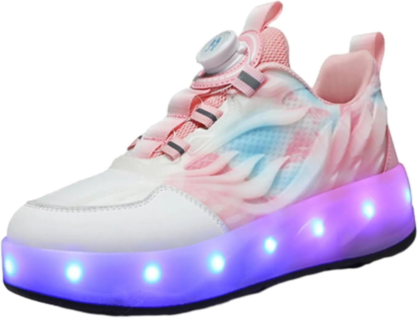 Kids Roller Skates Shoes Sneakers for Boys & Girls, Outdoor Parkour Shoes with 2 Wheels Unisex Skateboarding Shoe Retractable Skating Shoes for Children's Park Walking Sports