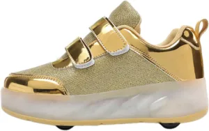 Kids Roller Skates Shoes Sneakers for Boys & Girls, Outdoor Parkour Shoes with 2 Wheels Unisex Skateboarding Shoe Retractable Skating Shoes for Children's Park Walking Sports