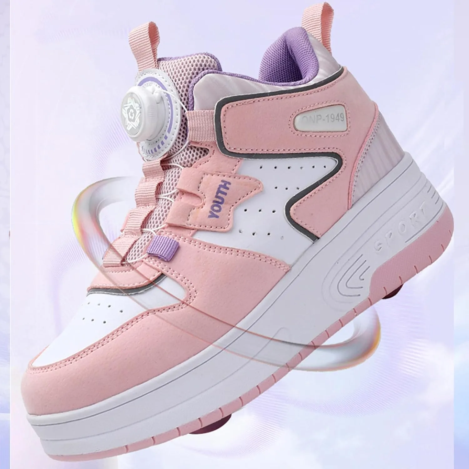 Kids Roller Skates Shoes Sneakers for Boys & Girls, Outdoor Parkour Shoes with 2 Wheels Unisex Skateboarding Shoe Retractable Skating Shoes for Children's Park Walking Sports