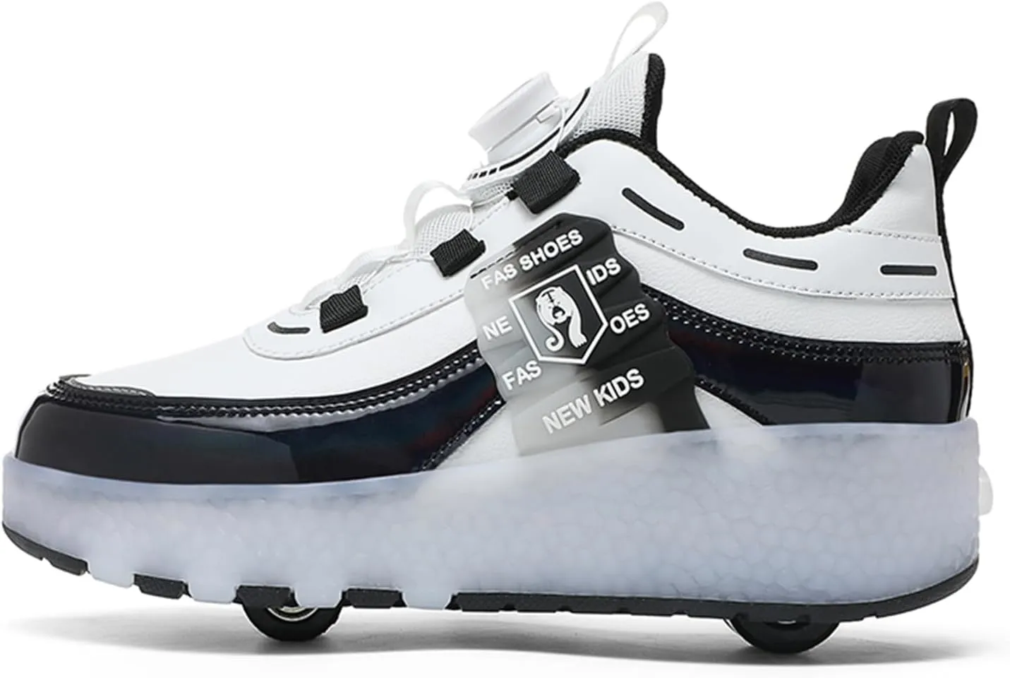 Kids Roller Skates Shoes Sneakers for Boys & Girls, Outdoor Parkour Shoes with 2 Wheels Unisex Skateboarding Shoe Retractable Skating Shoes for Children's Park Walking Sports