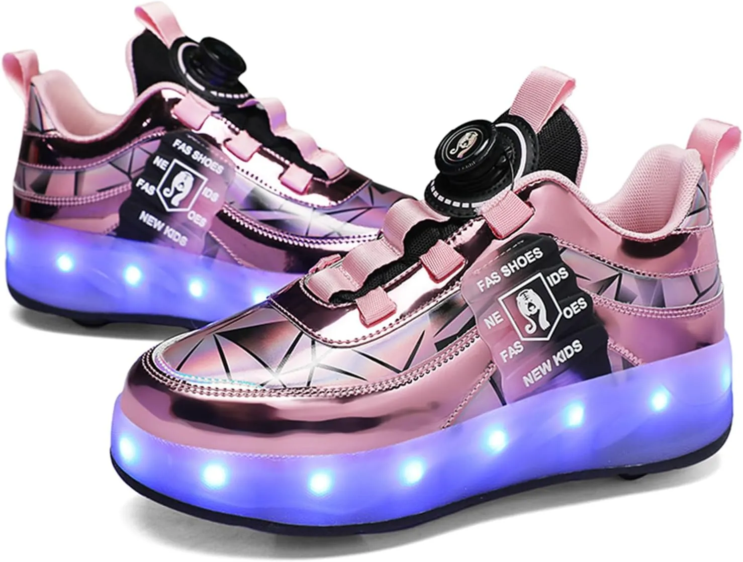 Kids Roller Skates Shoes Sneakers for Boys & Girls, Outdoor Parkour Shoes with 2 Wheels Unisex Skateboarding Shoe Retractable Skating Shoes for Children's Park Walking Sports
