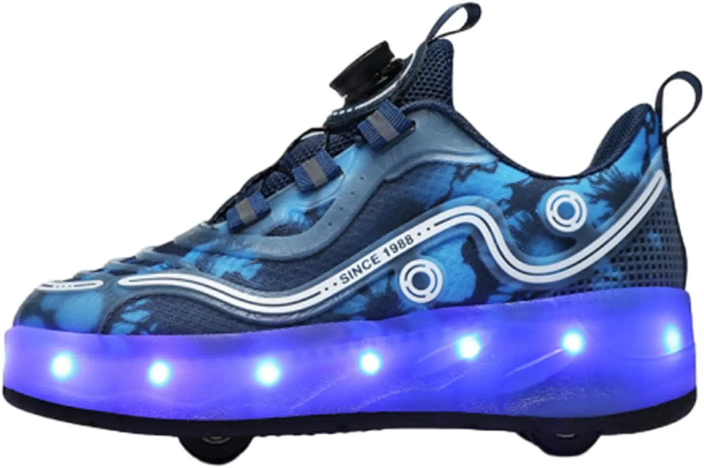 Kids Roller Skates Shoes Sneakers for Boys & Girls, Outdoor Parkour Shoes with 2 Wheels Unisex Skateboarding Shoe Retractable Skating Shoes for Children's Park Walking Sports