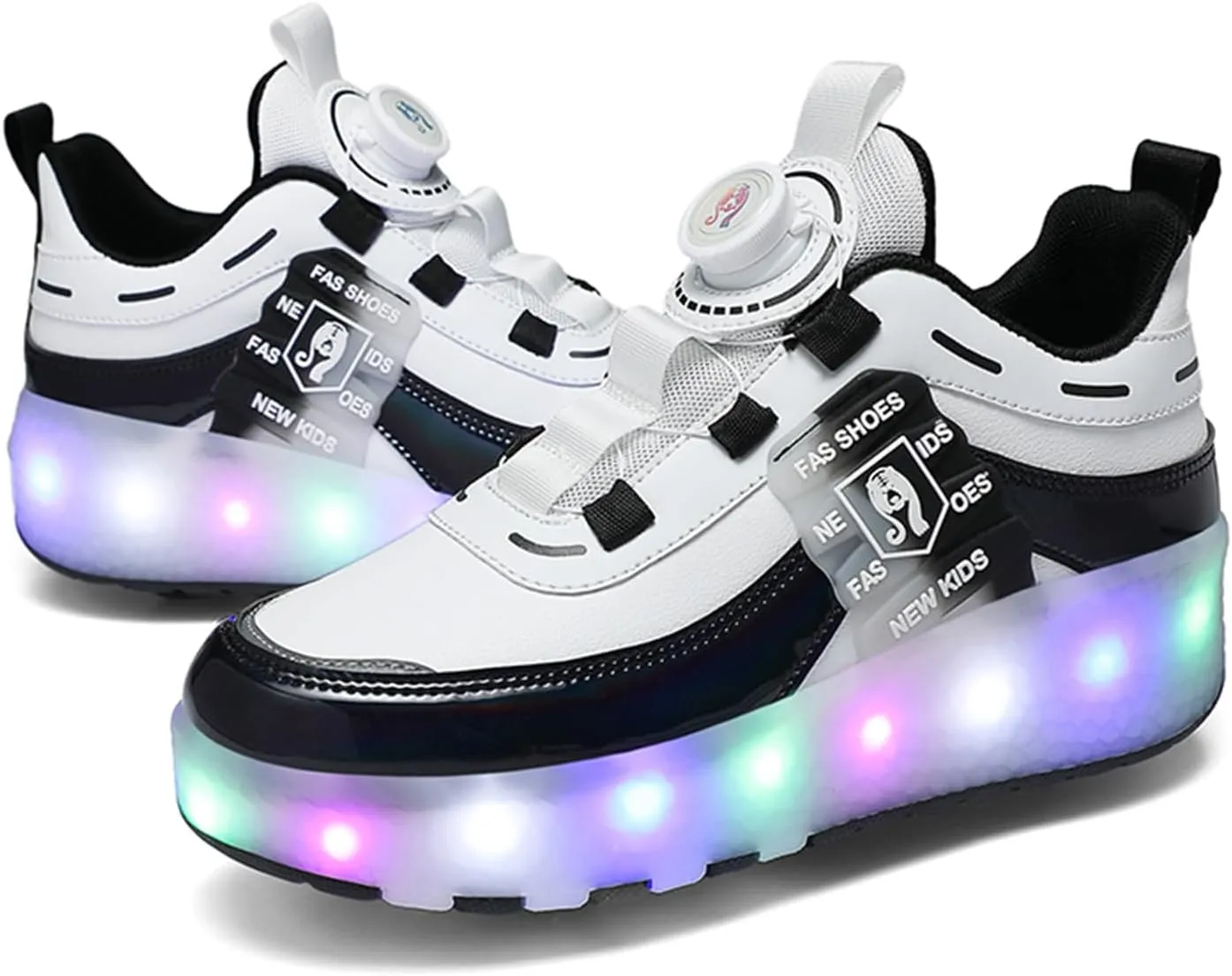 Kids Roller Skates Shoes Sneakers for Boys & Girls, Outdoor Parkour Shoes with 2 Wheels Unisex Skateboarding Shoe Retractable Skating Shoes for Children's Park Walking Sports