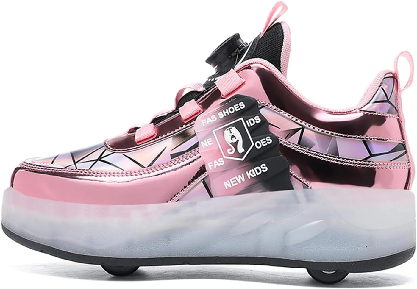 Kids Roller Skates Shoes Sneakers for Boys & Girls, Outdoor Parkour Shoes with 2 Wheels Unisex Skateboarding Shoe Retractable Skating Shoes for Children's Park Walking Sports