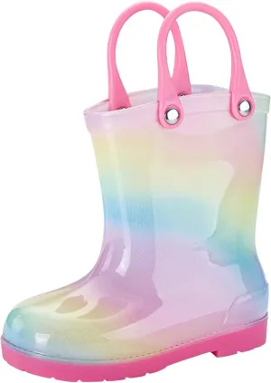 Kids Tie Dye Waterproof Rain Boot With Pull On Handles Toddler Girls Bow Rain Boots Rubber Boots Cute Boots Toddler