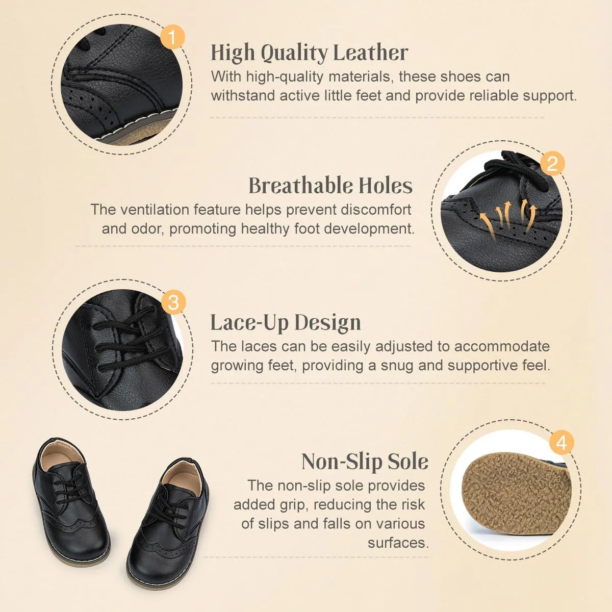 KIDSUN Toddler Boy??s Girl??s Dress Shoes Comfort Lace-Up Oxford School Uniform Shoes Loafer Flats (Toddler/Little Kid) E-Black