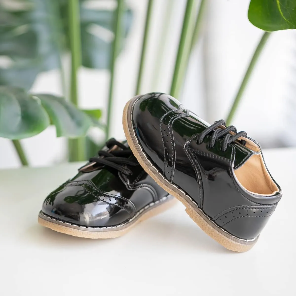 KIDSUN Toddler Boy??s Girl??s Dress Shoes Comfort Lace-Up Oxford School Uniform Shoes Loafer Flats (Toddler/Little Kid) E-Black