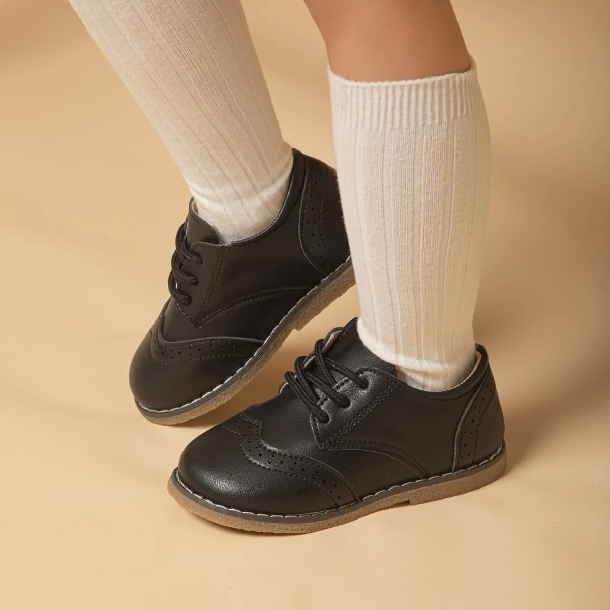 KIDSUN Toddler Boy??s Girl??s Dress Shoes Comfort Lace-Up Oxford School Uniform Shoes Loafer Flats (Toddler/Little Kid) E-Black