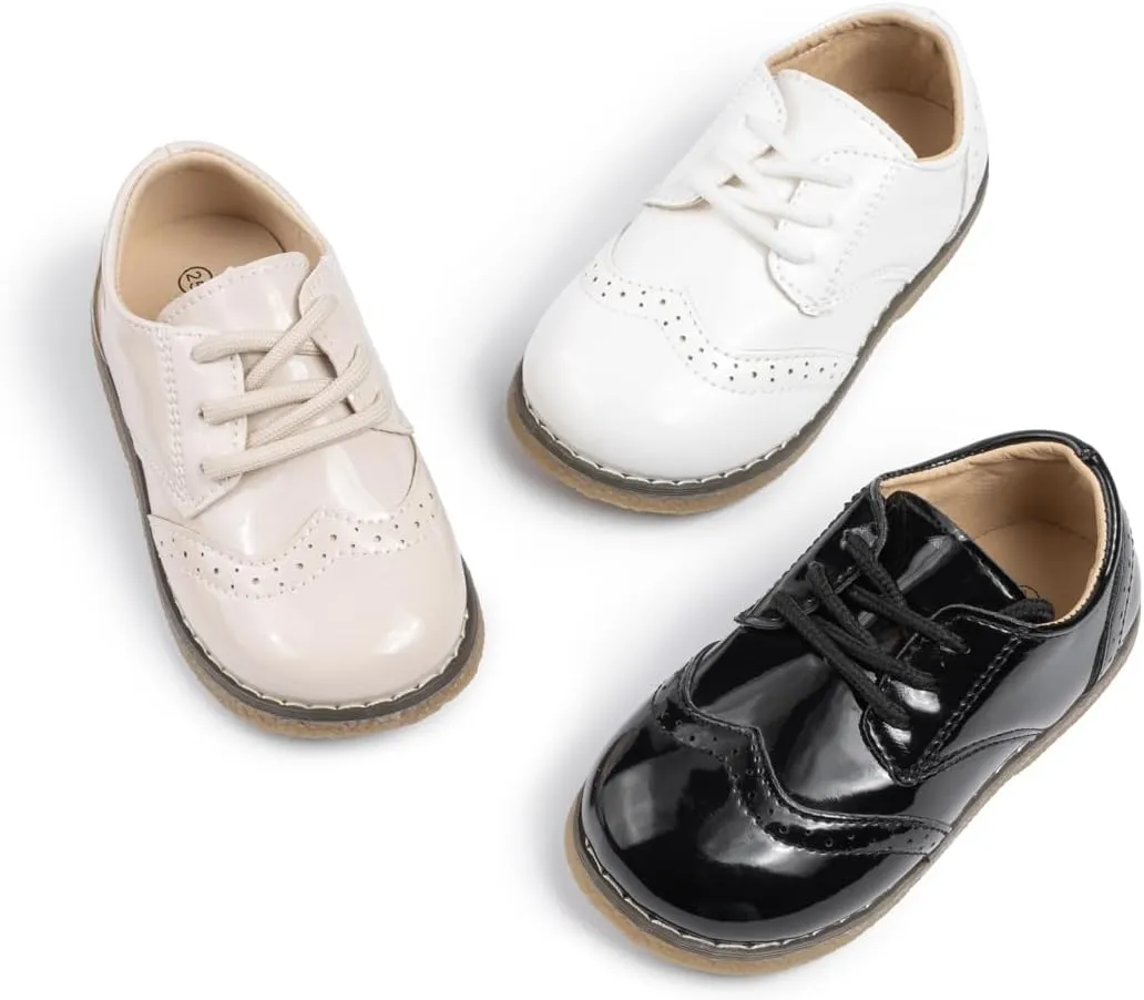 KIDSUN Toddler Boy??s Girl??s Dress Shoes Comfort Lace-Up Oxford School Uniform Shoes Loafer Flats (Toddler/Little Kid) E-Black