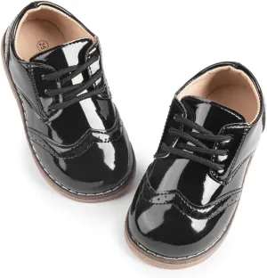 KIDSUN Toddler Boy??s Girl??s Dress Shoes Comfort Lace-Up Oxford School Uniform Shoes Loafer Flats (Toddler/Little Kid) E-Black