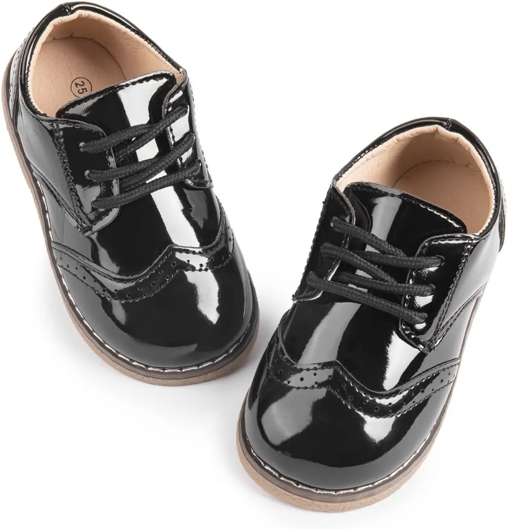 KIDSUN Toddler Boy??s Girl??s Dress Shoes Comfort Lace-Up Oxford School Uniform Shoes Loafer Flats (Toddler/Little Kid) E-Black