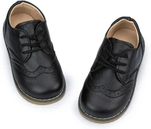 KIDSUN Toddler Boy??s Girl??s Dress Shoes Comfort Lace-Up Oxford School Uniform Shoes Loafer Flats (Toddler/Little Kid) E-Black