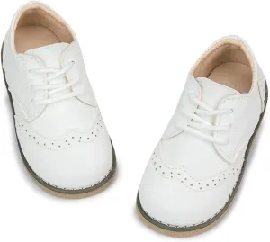 KIDSUN Toddler Boy??s Girl??s Dress Shoes Comfort Lace-Up Oxford School Uniform Shoes Loafer Flats (Toddler/Little Kid) E-Black