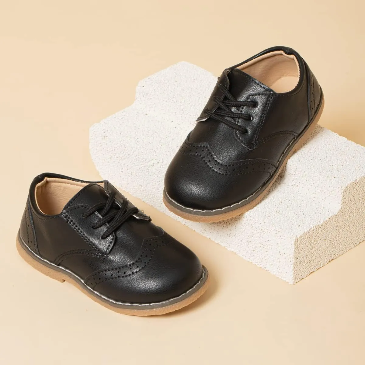 KIDSUN Toddler Boy??s Girl??s Dress Shoes Comfort Lace-Up Oxford School Uniform Shoes Loafer Flats (Toddler/Little Kid) E-Black