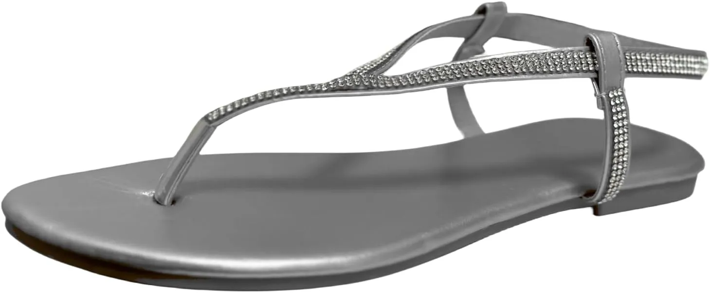 Ladmiple Sandals Women Comfortable Dressy Flat Sandals Summer Stappy Ankle Strap T-Strap Beach Casual Thong Flip Flops