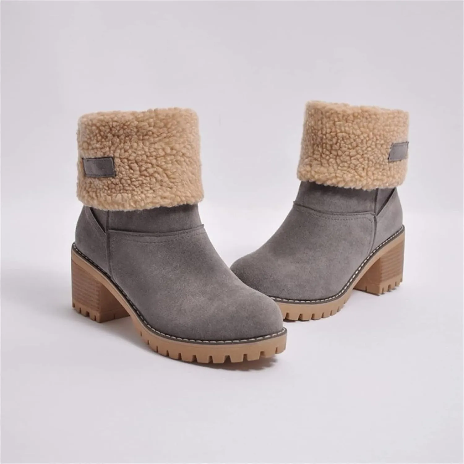 Ladmiple Snow Boots For Women Cute Wide Calf Winter Boots Classic Faux Fur Lined Slip On Fashion Casual Warm Ankle Booties