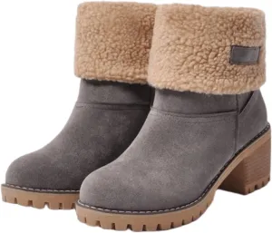 Ladmiple Snow Boots For Women Cute Wide Calf Winter Boots Classic Faux Fur Lined Slip On Fashion Casual Warm Ankle Booties