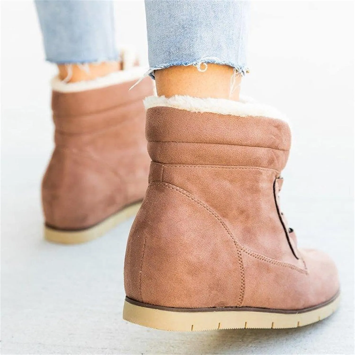 Ladmiple Womens Snow Boots Winter Warm Ankle Booties Fur Lined Anti-Slip Outdoor Lace Up Comfortable Warm Combat Boots