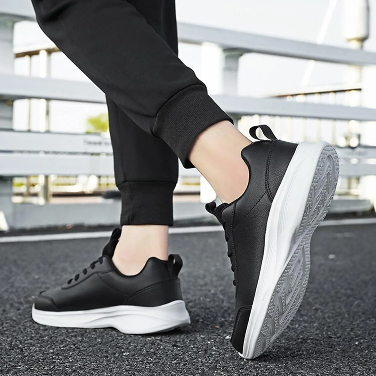 Leather Casual Dress Shoes for Men Non Slip Walking Shoes Waterproof Lace Up Running Shoes Sneakers for Women