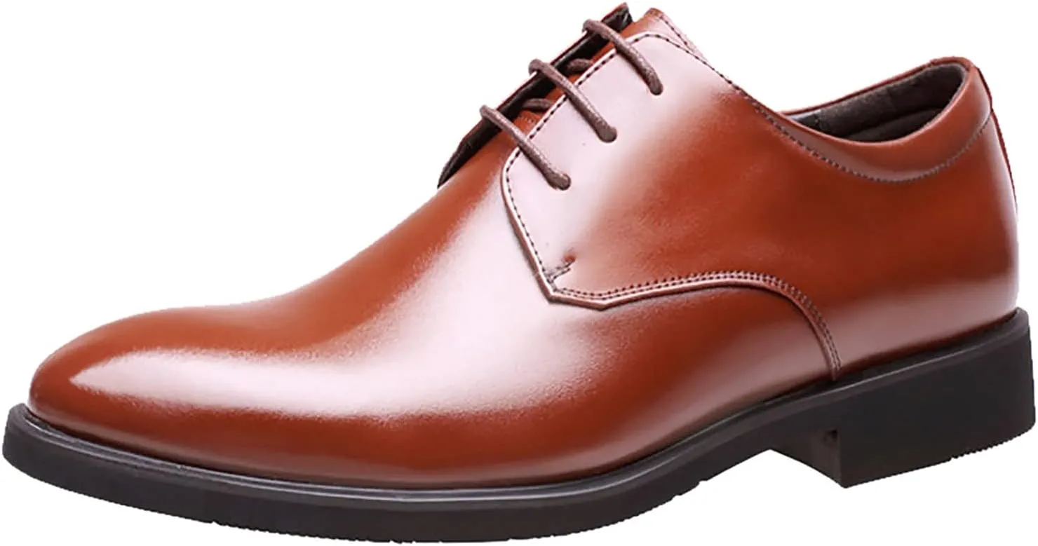 Leisure Business Leather Shoes Color Fashion Men's Breathable Solid Summer Style Men's Leather Shoes Low Work Boots Men (Brown, 8.5)
