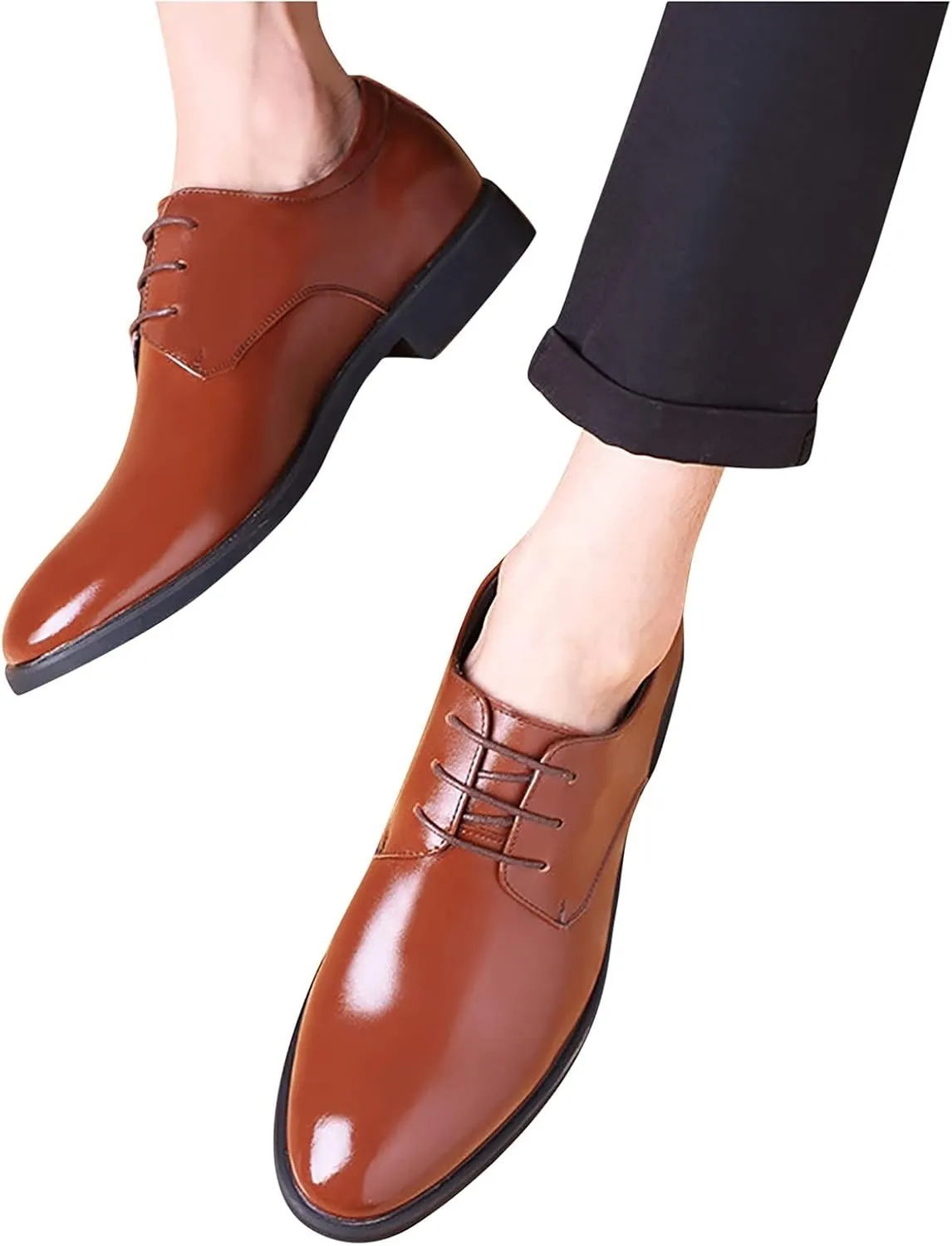 Leisure Business Leather Shoes Color Fashion Men's Breathable Solid Summer Style Men's Leather Shoes Low Work Boots Men (Brown, 8.5)