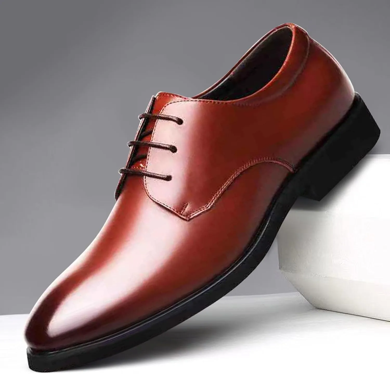 Leisure Business Leather Shoes Color Fashion Men's Breathable Solid Summer Style Men's Leather Shoes Low Work Boots Men (Brown, 8.5)