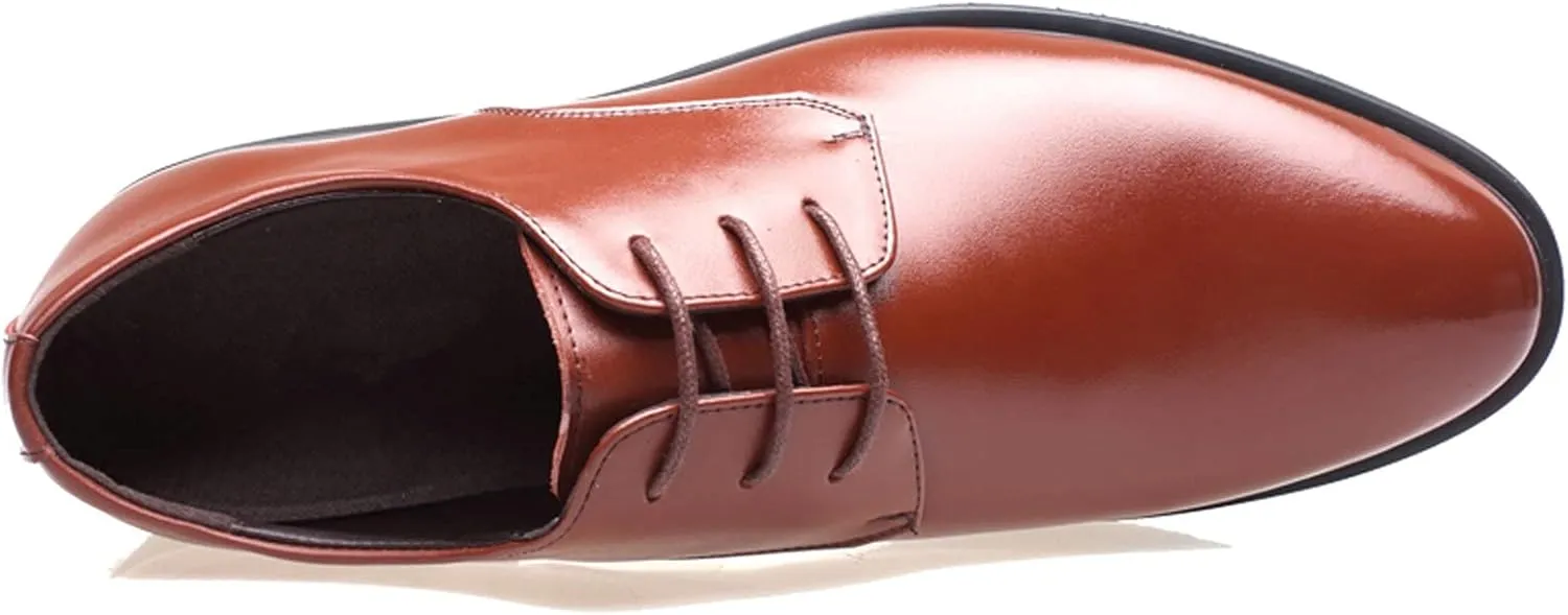 Leisure Business Leather Shoes Color Fashion Men's Breathable Solid Summer Style Men's Leather Shoes Low Work Boots Men (Brown, 8.5)