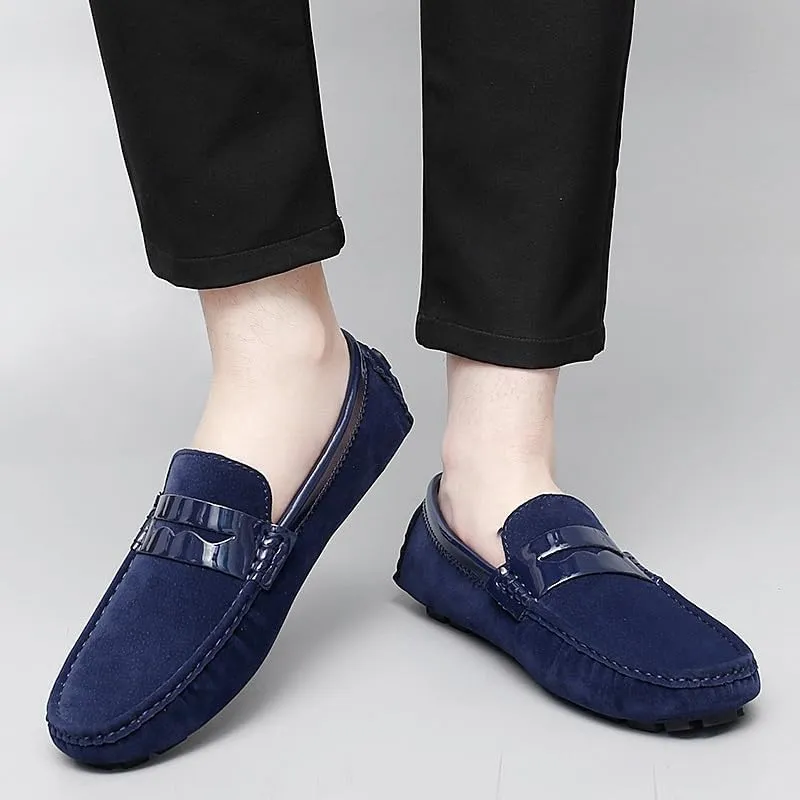 Loafers for Men Round Toe PU Leather Penny Driving Loafers Flexible Lightweight Flat Heel Classic Prom Slip On