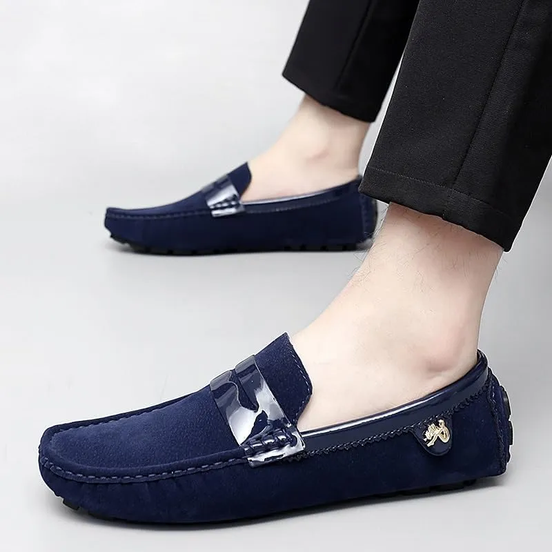 Loafers for Men Round Toe PU Leather Penny Driving Loafers Flexible Lightweight Flat Heel Classic Prom Slip On
