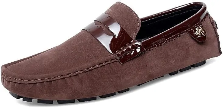 Loafers for Men Round Toe PU Leather Penny Driving Loafers Flexible Lightweight Flat Heel Classic Prom Slip On