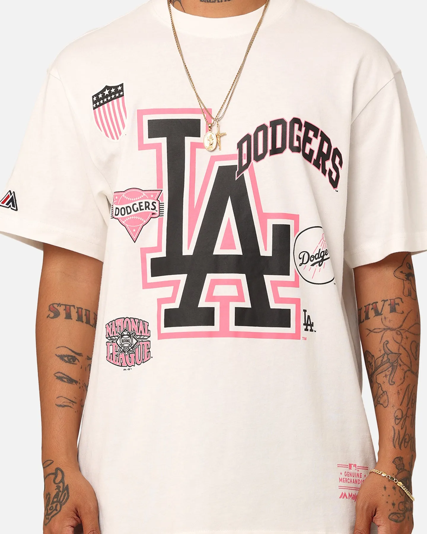 Majestic Athletic Los Angeles Dodgers Logomania T-Shirt Vintage White