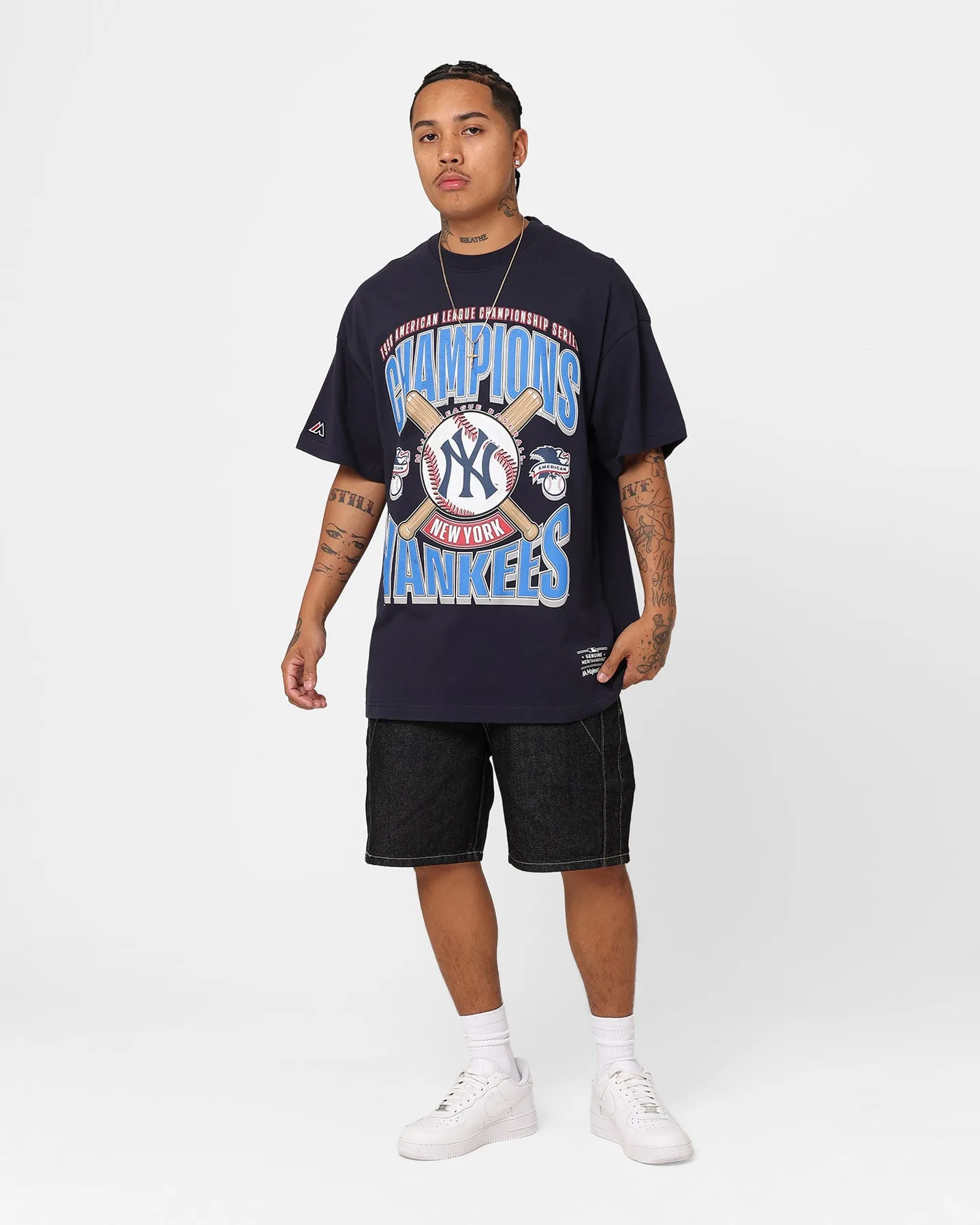 Majestic Athletic New York Yankees League Champs Boxy Oversized T-Shirt Seaborn