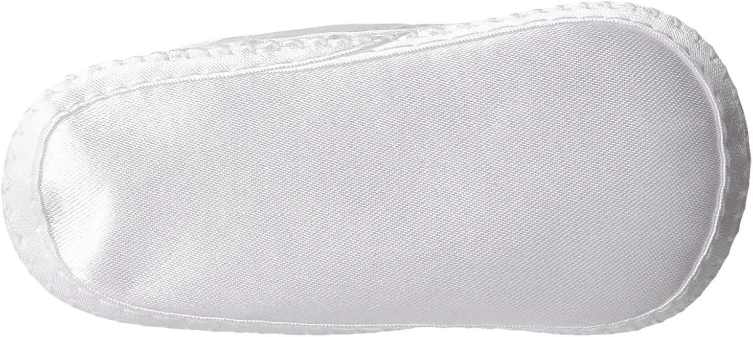 Matte Satin White Ribbed Crib Shoe (Preemie/Infant/Toddler)
