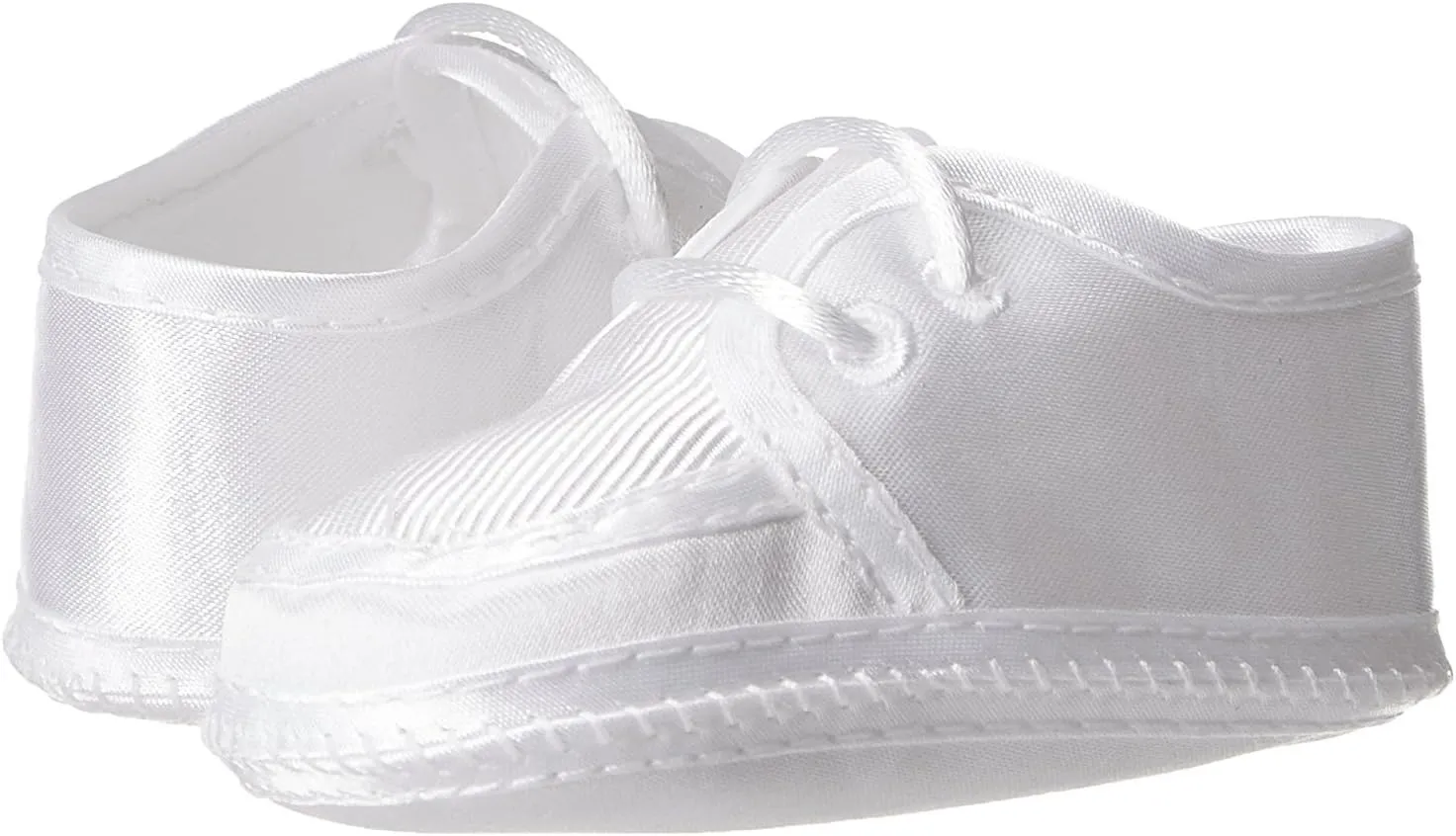 Matte Satin White Ribbed Crib Shoe (Preemie/Infant/Toddler)