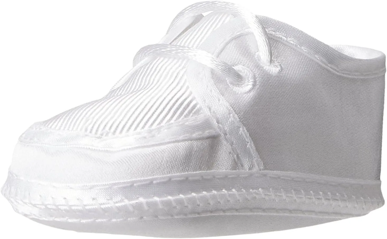 Matte Satin White Ribbed Crib Shoe (Preemie/Infant/Toddler)