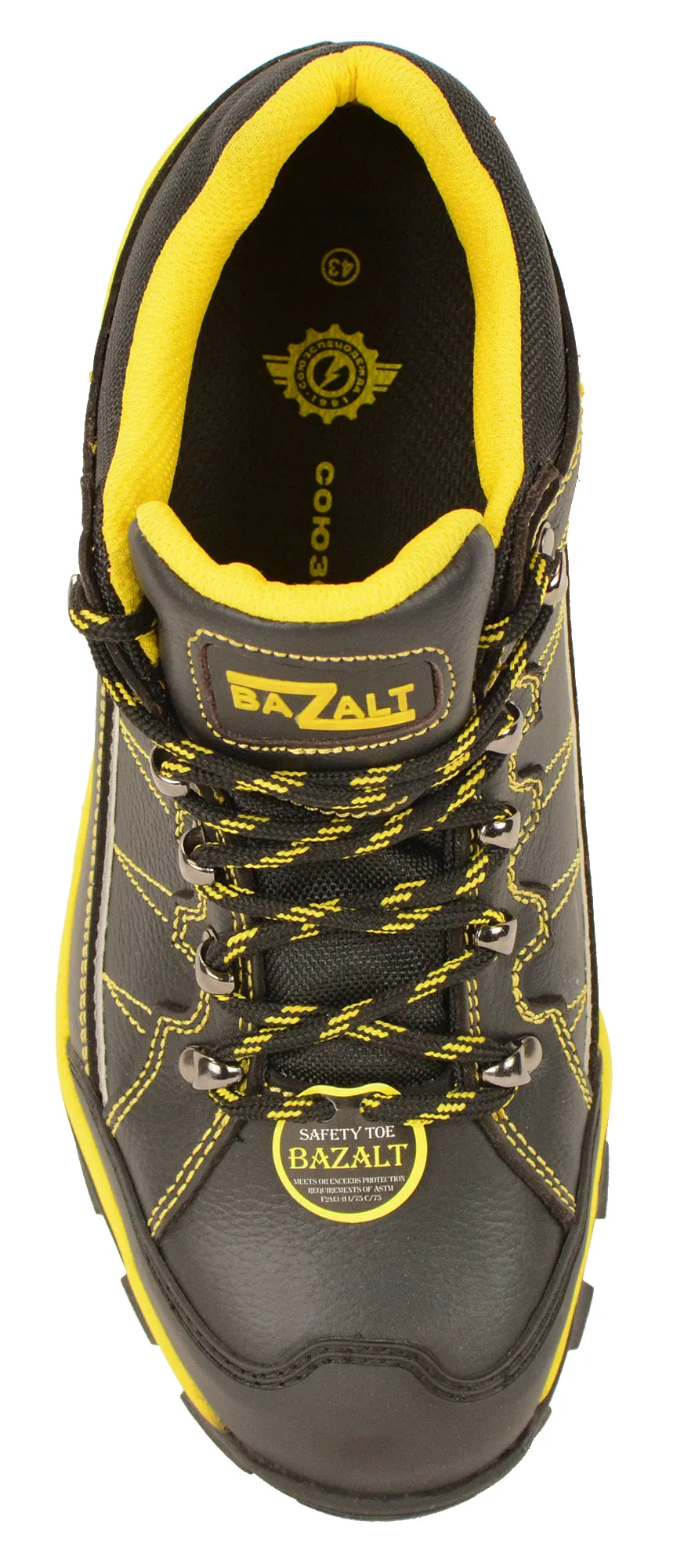 MBM9121ST-Men's Black & Yellow Water & Frost Proof Leather Shoe w/ Composite Toe