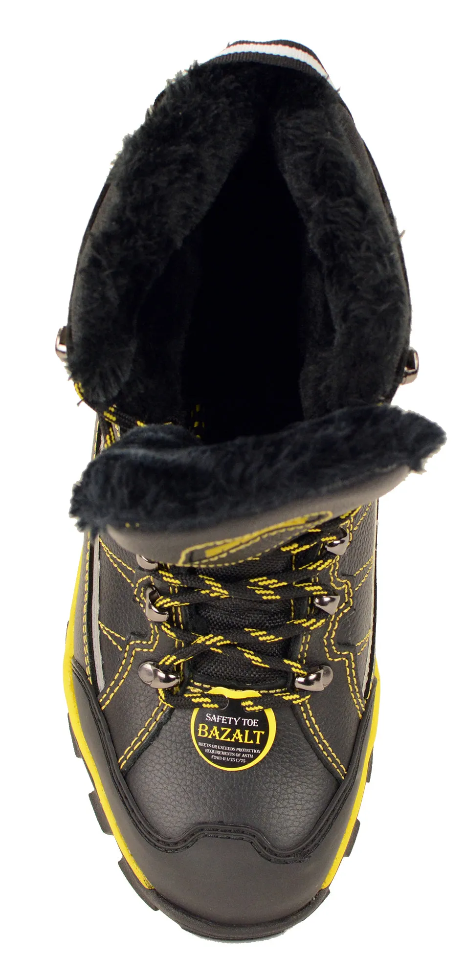 MBM9125ST-Men's Black & Yellow Water & Frost Proof Leather Boots w/ Faux Fur Lining & Composite Toe