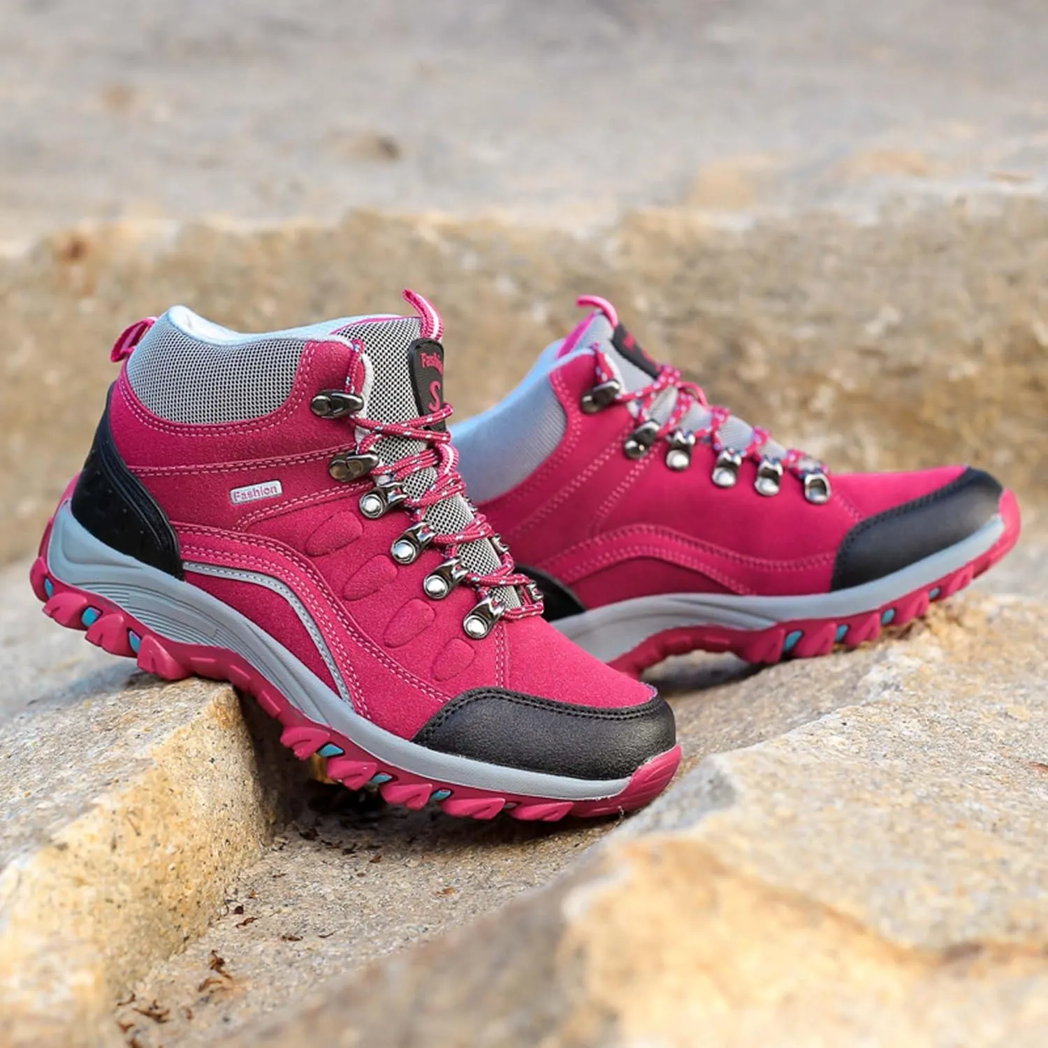 Mens And Womens Anti Slip And Wear Resistant Lace Up Hiking Boots Comfortable And Breathable Walking Boots Rubber Soles Scenic Spots Tourist Boots Couple Park Walking Boots Rock Climbing Boots
