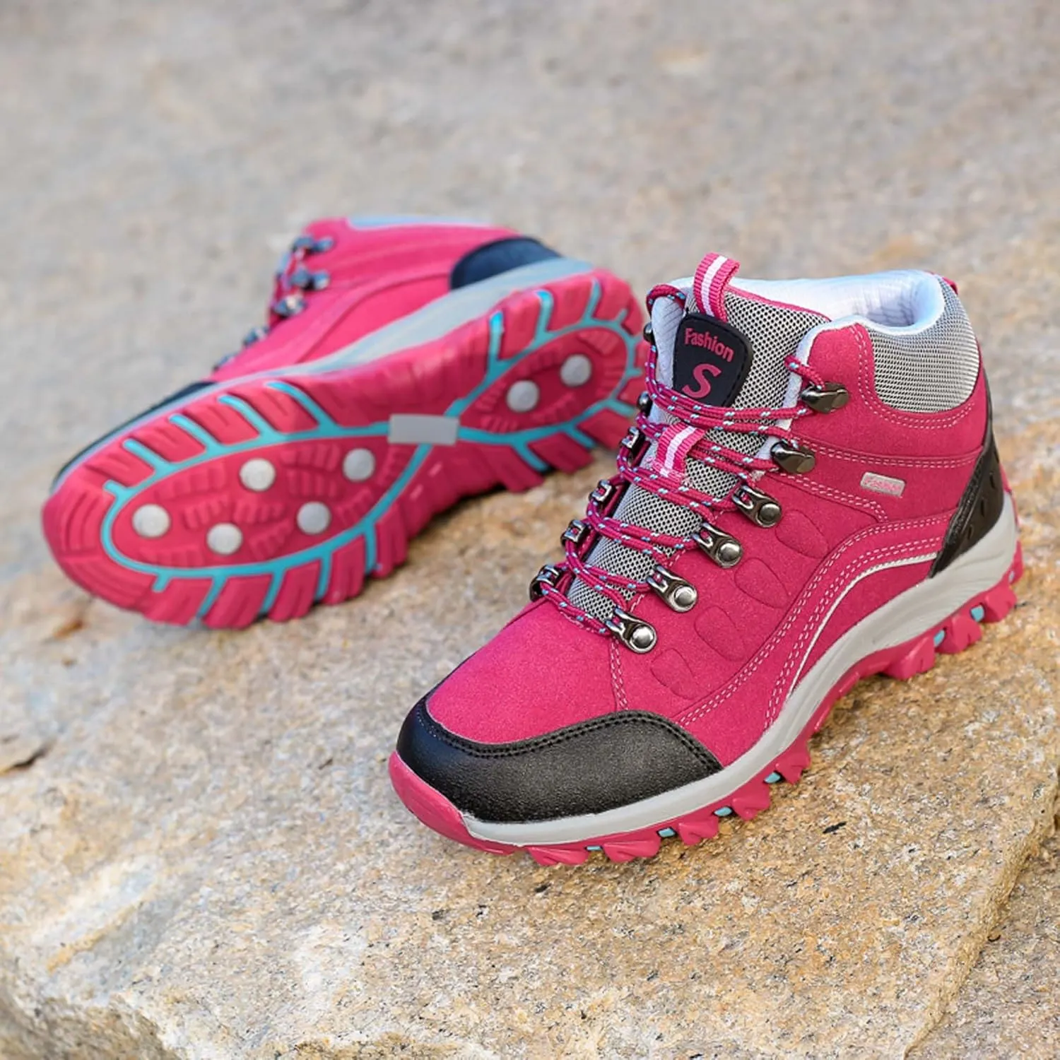 Mens And Womens Anti Slip And Wear Resistant Lace Up Hiking Boots Comfortable And Breathable Walking Boots Rubber Soles Scenic Spots Tourist Boots Couple Park Walking Boots Rock Climbing Boots