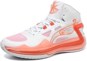 Men's Basketball Shoes Fashion Non-Slip Sneakers Breathable Mesh Training(Orange,6)
