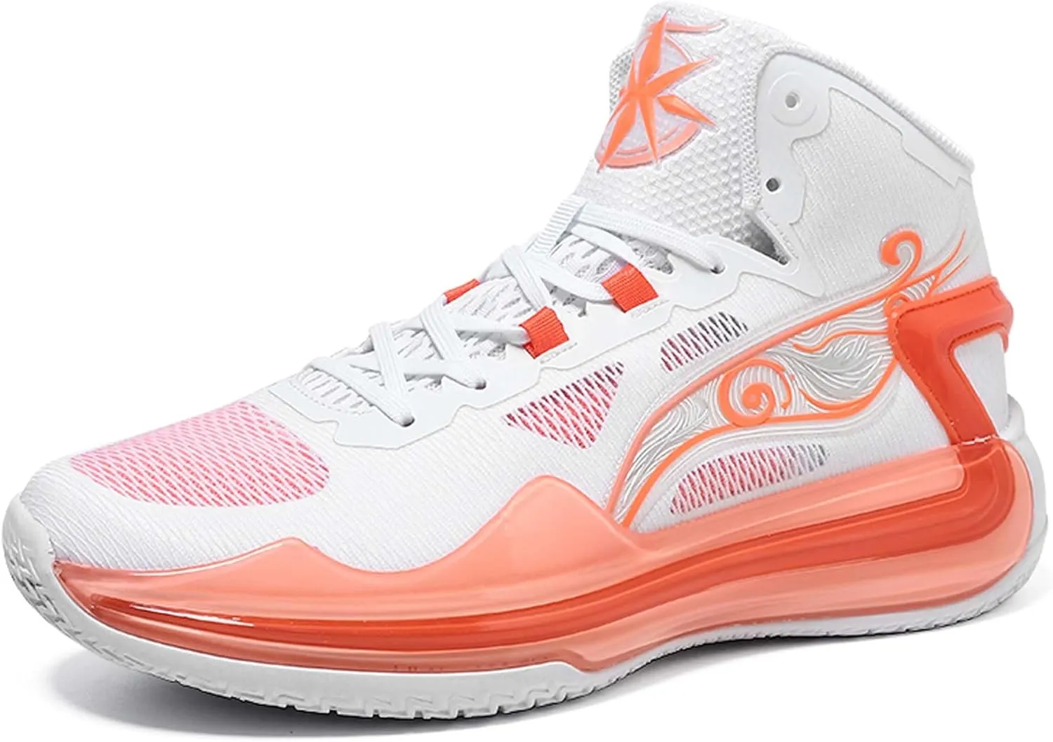 Men's Basketball Shoes Fashion Non-Slip Sneakers Breathable Mesh Training(Orange,6)