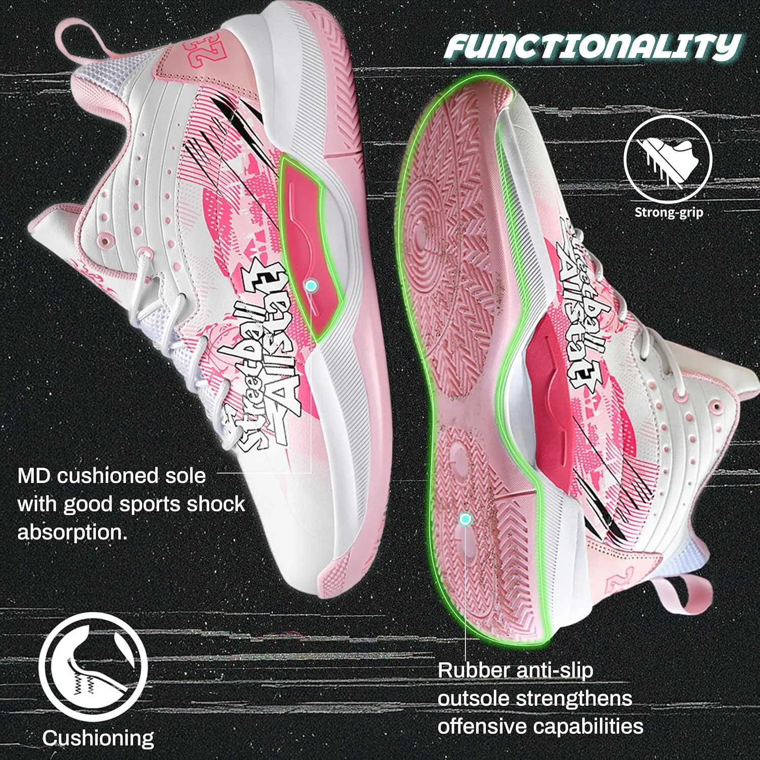 Men's Basketball Shoes Lightweight Breathable Non-Slip Outdoor Courts Training