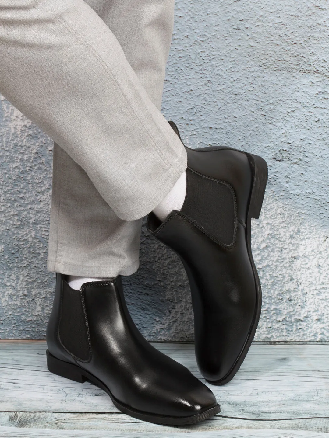 Men's Black Chelsea Formal Slip On Boots (IX3039)