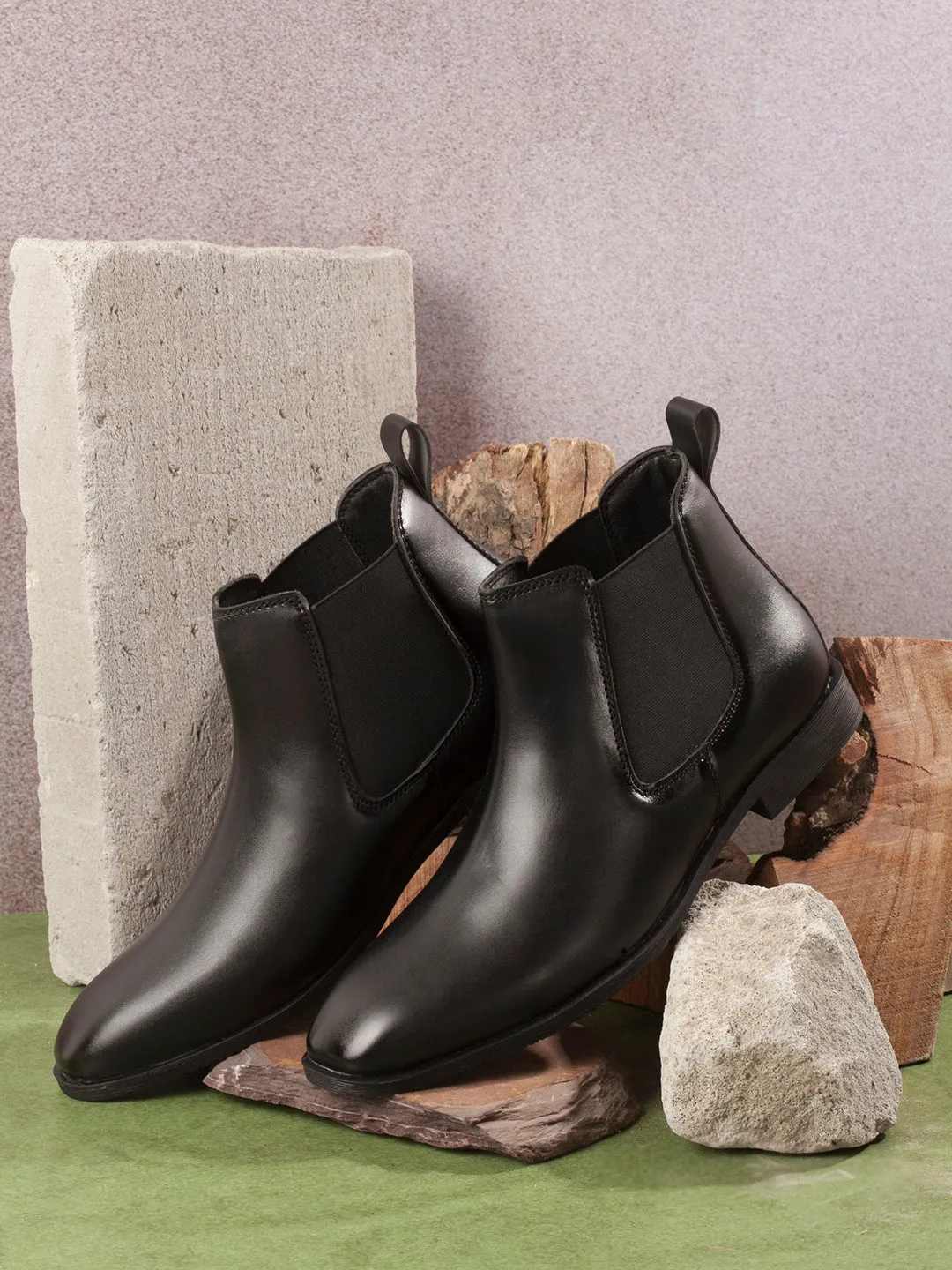 Men's Black Chelsea Formal Slip On Boots (IX3039)