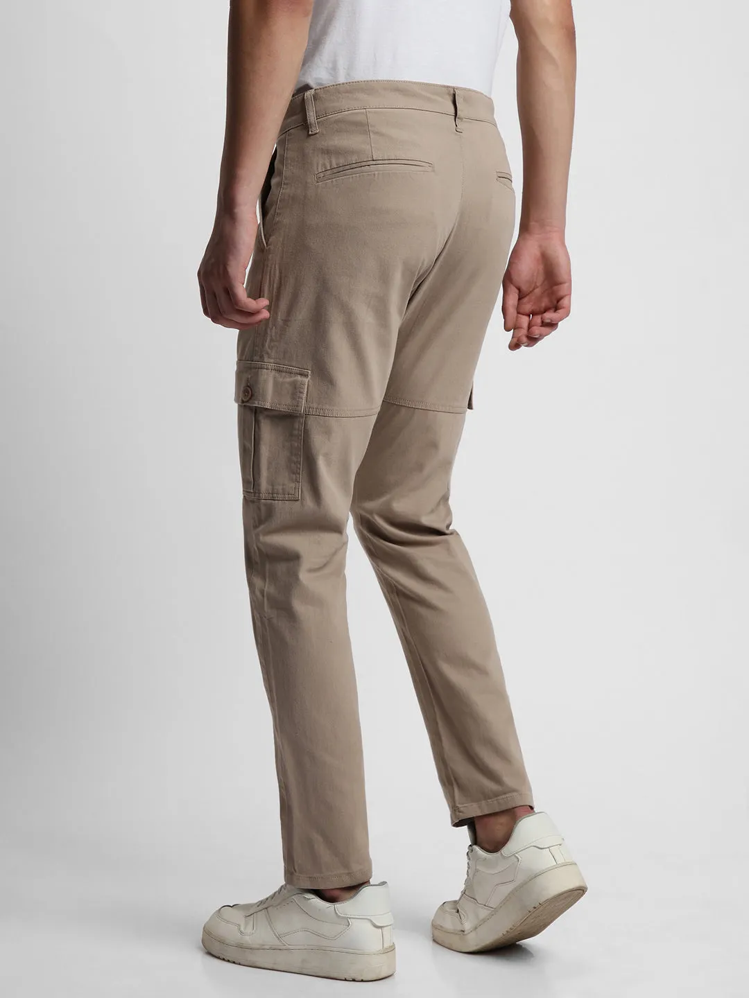 Men's Brown Slim Fit Cargos Trousers
