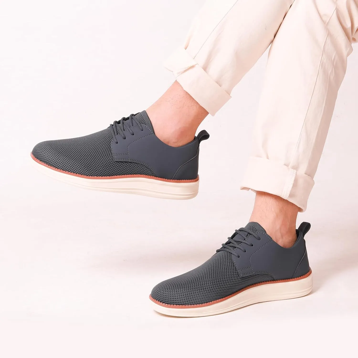 Men's Casual Dress Oxfords Shoes Breathable Knit Leisure Fashion Sneakers Lightweight Comfortable Walking Shoes