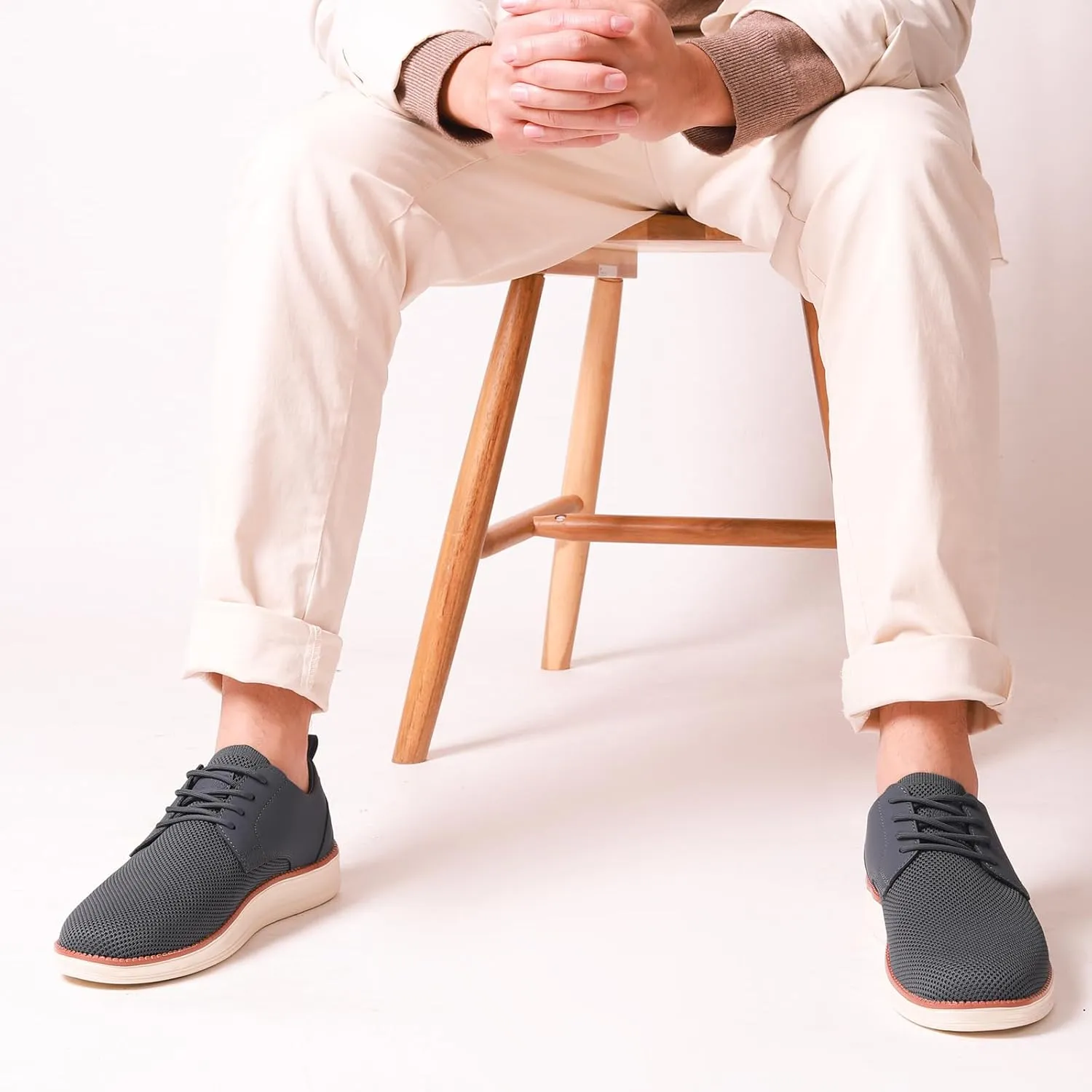 Men's Casual Dress Oxfords Shoes Breathable Knit Leisure Fashion Sneakers Lightweight Comfortable Walking Shoes