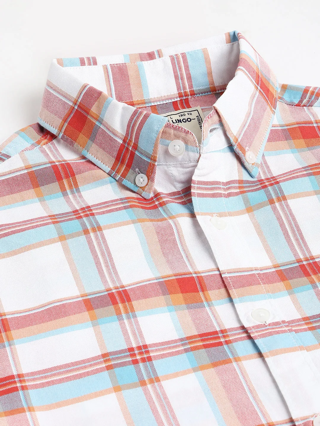 Men's Checkered Red Slim Fit Oxford Cotton Casual Shirt With Button Down Collar & Full Sleeves (C4104_Red_S)