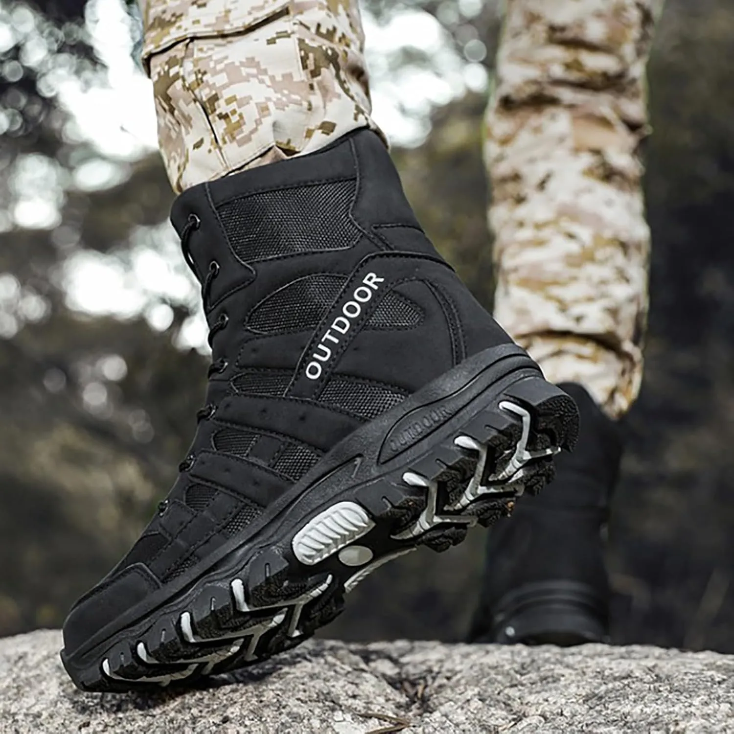 Mens Combat Boots Breathable Police Patrol Boots Lightweight Army Boots Waterproof Hiking Boots Military Tactical Boots